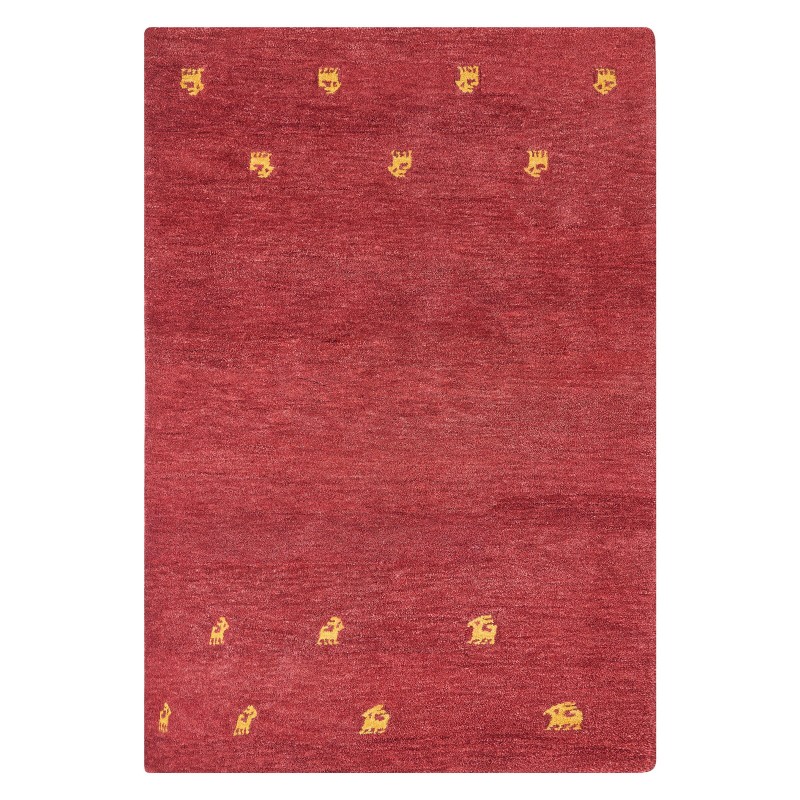 Dywan wełniany gabbeh 140 x 200 cm czerwony YARALI Dywan wełniany gabbeh 140 x 200 cm czerwony YARALI