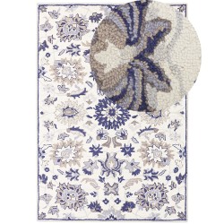 Dywan wełniany 160 x 230 cm beżowo-niebieski KUMRU Dywan wełniany 160 x 230 cm beżowo-niebieski KUMRU