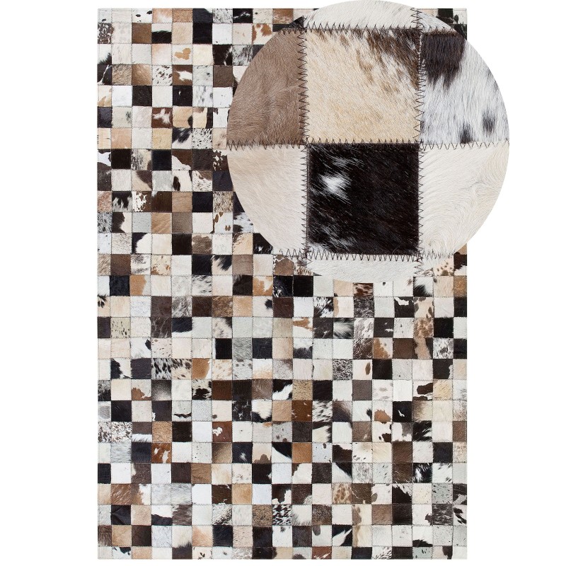 Dywan patchwork skórzany 160 x 230 cm wielokolorowy CERLI Dywan patchwork skórzany 160 x 230 cm wielokolorowy CERLI