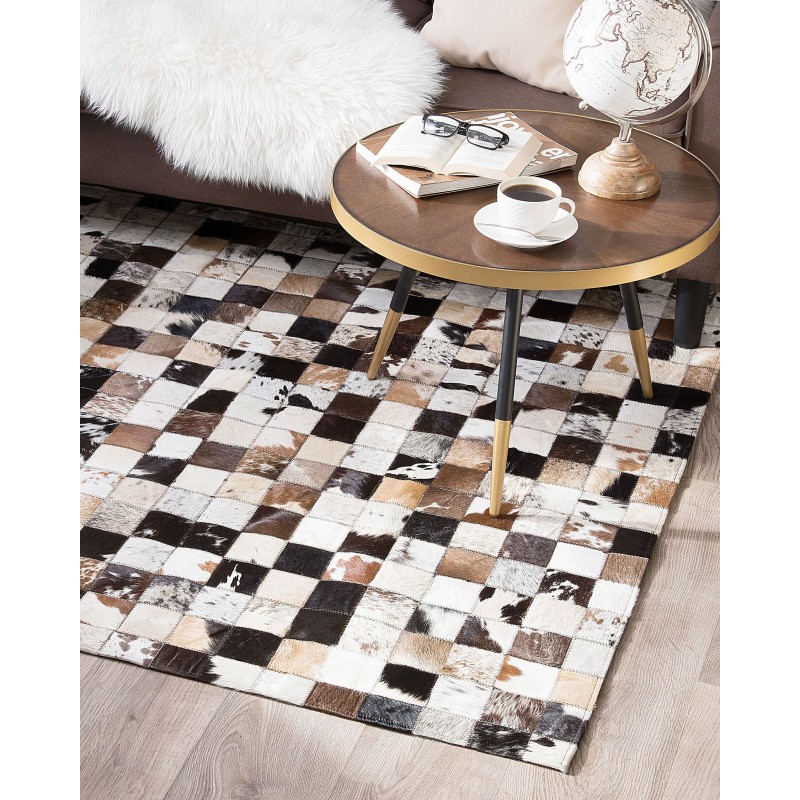 Dywan patchwork skórzany 160 x 230 cm wielokolorowy CERLI Dywan patchwork skórzany 160 x 230 cm wielokolorowy CERLI