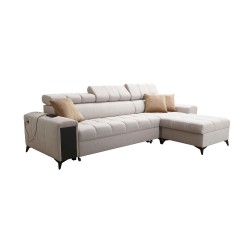 Ecksofa Venna I Mini mit Schlaffunktion und USB-Anschluss im Stoff Plüsch, Avra 16 Ecksofa Venna I Mini mit Schlaffunktion und USB-Anschluss im Stoff Plüsch, Avra 16