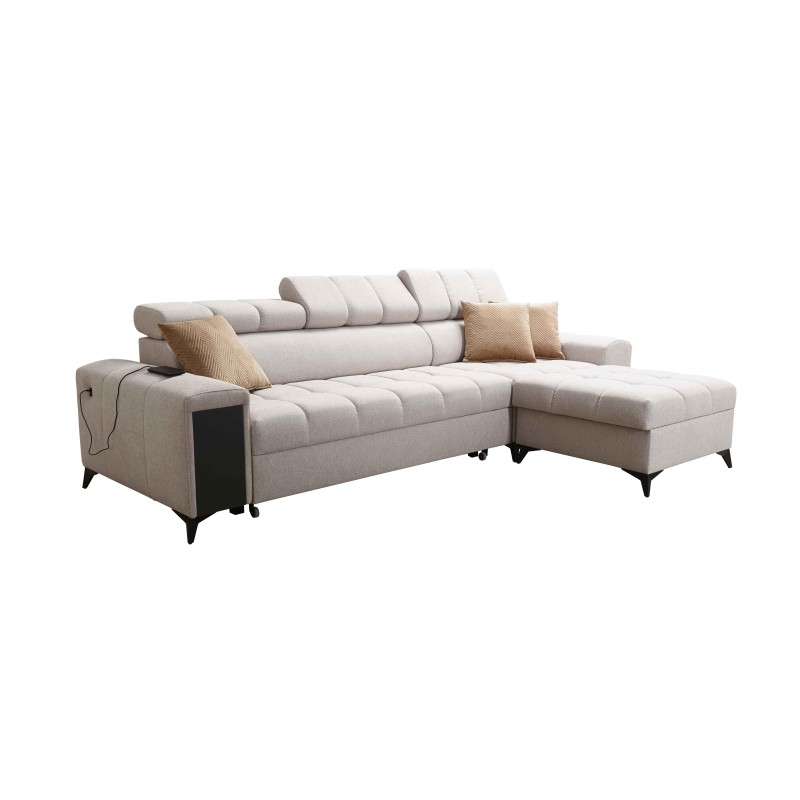 Ecksofa Venna I Mini mit Schlaffunktion und USB-Anschluss im Stoff Plüsch, Avra 16 Ecksofa Venna I Mini mit Schlaffunktion und USB-Anschluss im Stoff Plüsch, Avra 16