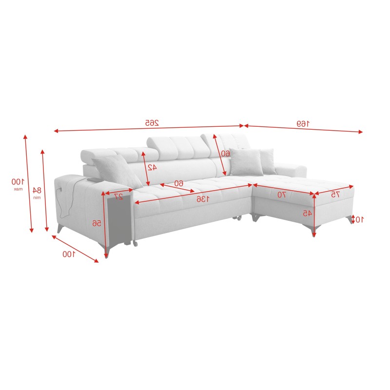 Ecksofa Venna I Mini mit Schlaffunktion und USB-Anschluss im Stoff Plüsch, Avra 16 Ecksofa Venna I Mini mit Schlaffunktion und USB-Anschluss im Stoff Plüsch, Avra 16