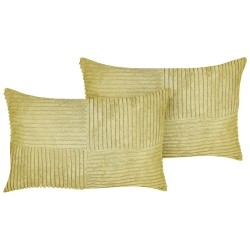 Zestaw 2 poduszek dekoracyjnych MILLET Sztruks 30 x 50 cm Oliwkowy Wzór geometryczny