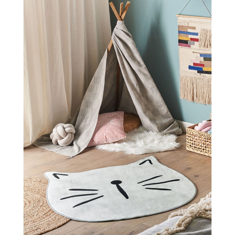 Dywan dziecięcy kot ⌀ 100 cm szary KITTY Dywan dziecięcy kot ⌀ 100 cm szary KITTY