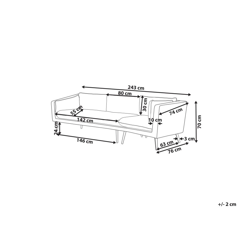 Sofa ogrodowa 3-osobowa lewostronna beżowa LORETELLO Sofa ogrodowa 3-osobowa lewostronna beżowa LORETELLO