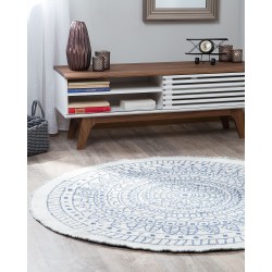 Dywan zewnętrzny dwustronny okrągły ⌀ 140 cm beżowo-niebieski YALAK Dywan zewnętrzny dwustronny okrągły ⌀ 140 cm beżowo-niebieski YALAK