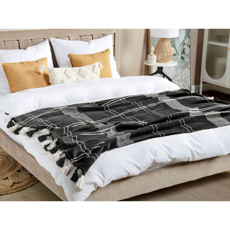 Koc KULAC Bawełna 130 x 170 cm Czarny Koc KULAC Bawełna 130 x 170 cm Czarny