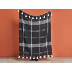 Koc KULAC Bawełna 130 x 170 cm Czarny Koc KULAC Bawełna 130 x 170 cm Czarny
