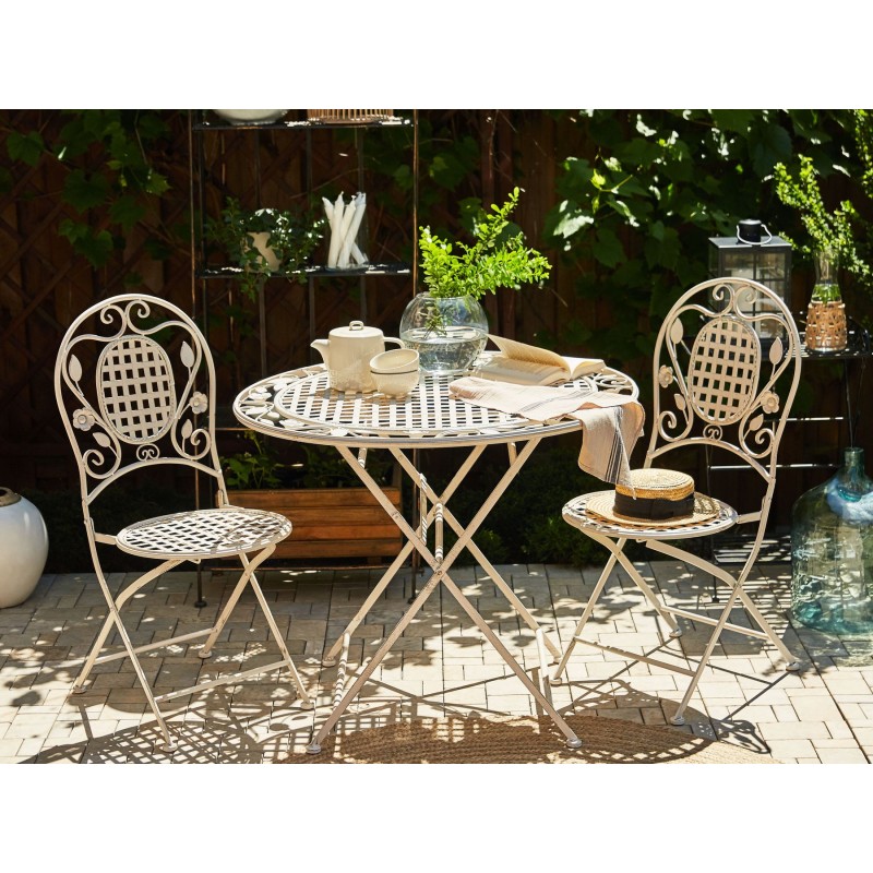 Stolik bistro BIVIO 90 cm 90 cm Metal Złamana biel Stolik bistro BIVIO 90 cm 90 cm Metal Złamana biel