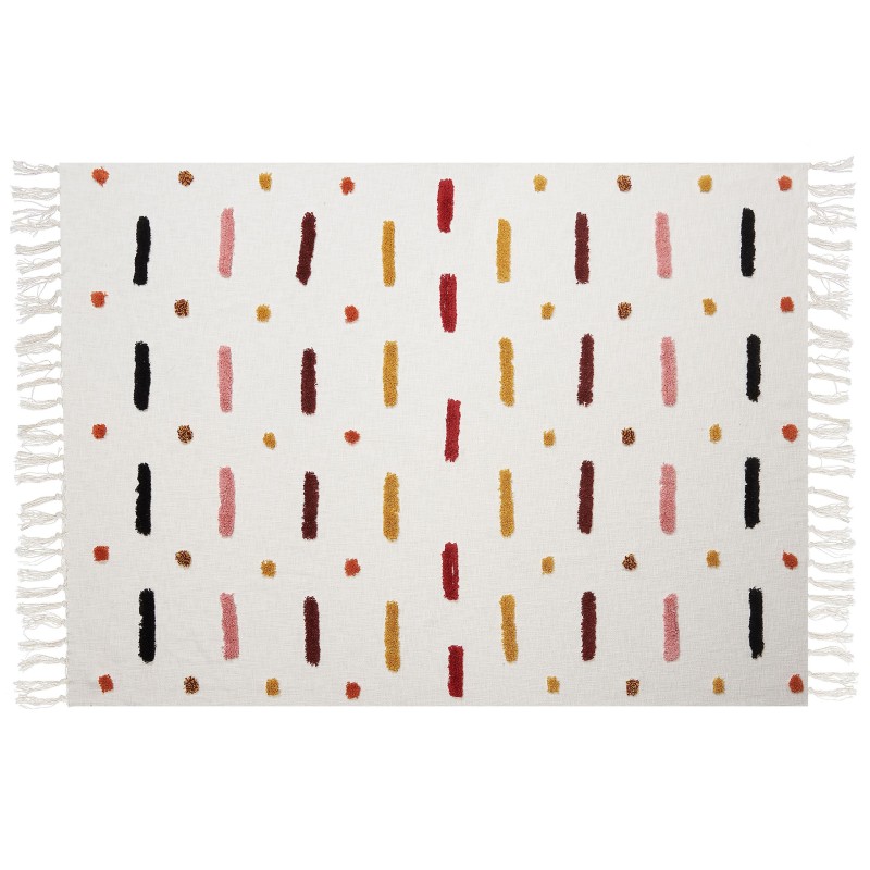Koc ALAPPUZHA Bawełna 130 x 180 cm Biały Koc ALAPPUZHA Bawełna 130 x 180 cm Biały