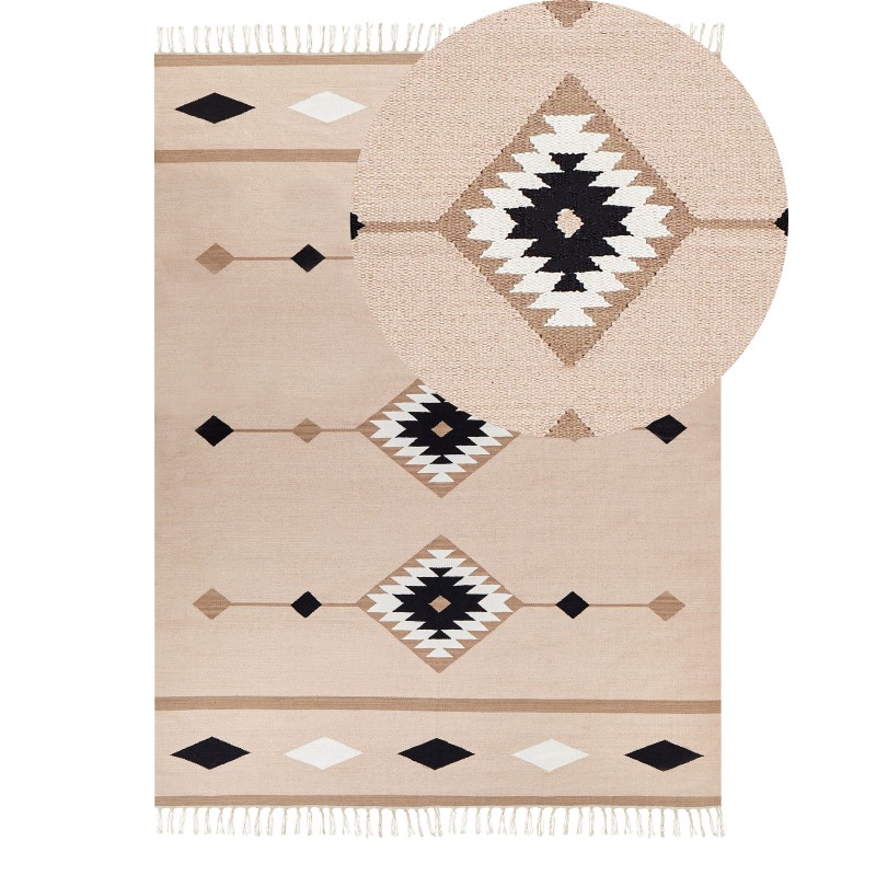Dywan bawełniany kilim 140 x 200 cm wielokolorowy BERDIK Dywan bawełniany kilim 140 x 200 cm wielokolorowy BERDIK