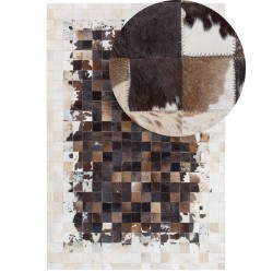 Dywan patchwork skórzany 160 x 230 cm brązowo-beżowy OKCULU