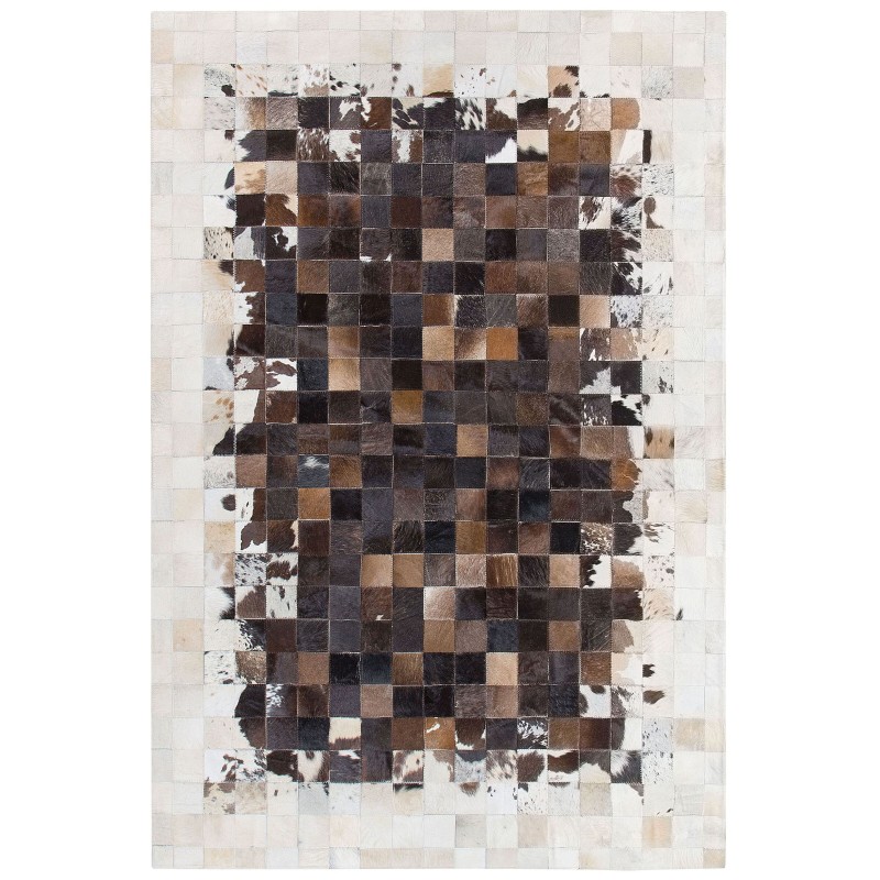 Dywan patchwork skórzany 160 x 230 cm brązowo-beżowy OKCULU Dywan patchwork skórzany 160 x 230 cm brązowo-beżowy OKCULU