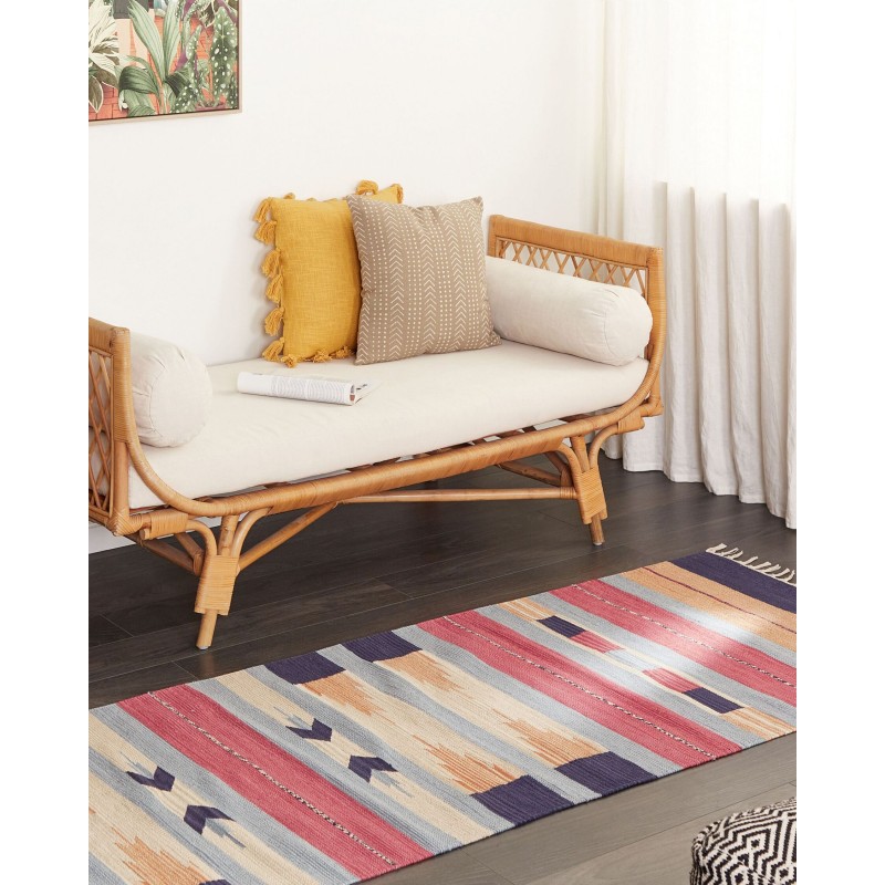Dywan bawełniany kilim 80 x 300 cm wielokolorowy GANDZAK Dywan bawełniany kilim 80 x 300 cm wielokolorowy GANDZAK