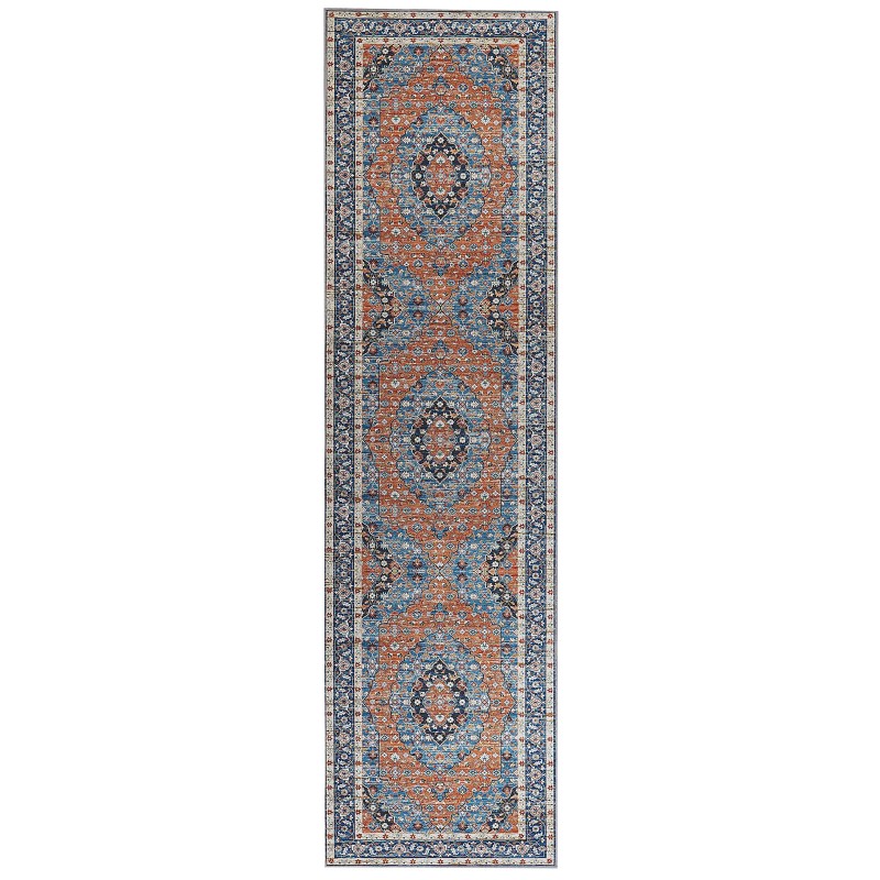 Dywan 80 x 300 cm niebieski z pomarańczowym MIDALAM Dywan 80 x 300 cm niebieski z pomarańczowym MIDALAM