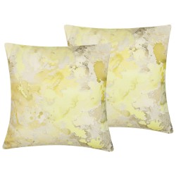 Zestaw 2 poduszek dekoracyjnych PACHIRA Bawełna 45 x 45 cm Żółty Wzór abstrakcyjny