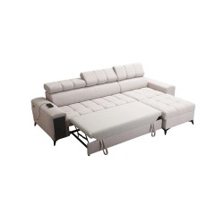 Esquina Venna I mini con función de cama y puerto USB en tela de terciopelo, Avra 11 Esquina Venna I mini con función de cama y puerto USB en tela de terciopelo, Avra 11