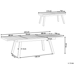 Stół ogrodowy rozkładany PERETA 175/255 cm 100 cm Metal Jasnoszary Stół ogrodowy rozkładany PERETA 175/255 cm 100 cm Metal Jasnoszary