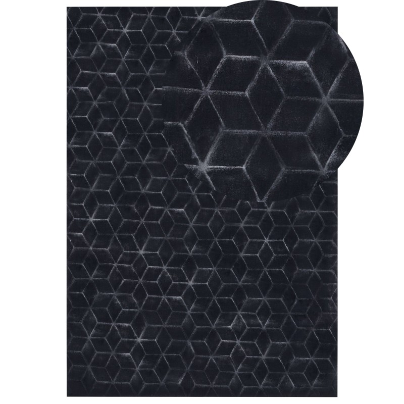 Dywan sztuczne futro królika 160 x 230 cm czarny THATTA Dywan sztuczne futro królika 160 x 230 cm czarny THATTA