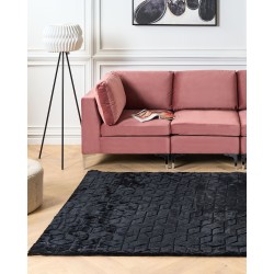 Dywan sztuczne futro królika 160 x 230 cm czarny THATTA Dywan sztuczne futro królika 160 x 230 cm czarny THATTA