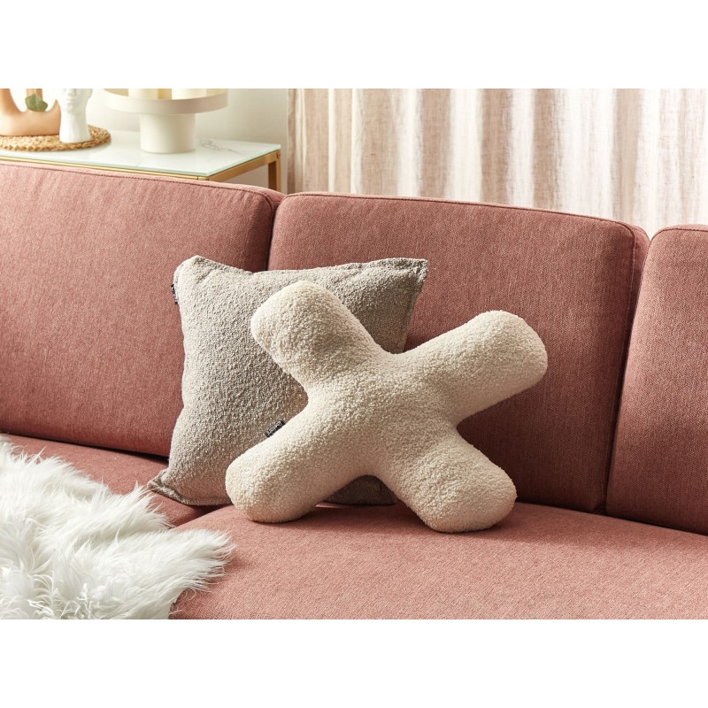 Zestaw 2 poduszek dekoracyjnych HESPERIS Boucle Beżowy Jednolity Zestaw 2 poduszek dekoracyjnych HESPERIS Boucle Beżowy Jednolity