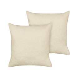 Zestaw 2 poduszek dekoracyjnych LEUZEA Boucle 60 x 60 cm Beżowy Jednolity