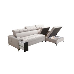 Esquina Venna I mini con función de cama y puerto USB en tela de terciopelo, Avra 9 Esquina Venna I mini con función de cama y puerto USB en tela de terciopelo, Avra 9
