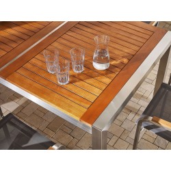 Stół ogrodowy GROSSETO 220 cm 100 cm Drewno eukaliptusowe Brązowy Stół ogrodowy GROSSETO 220 cm 100 cm Drewno eukaliptusowe Brązowy