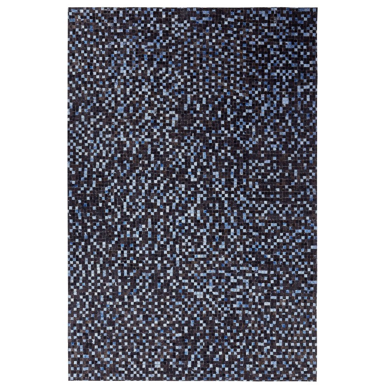Dywan skórzany 140 x 200 cm brązowo-niebieski IKISU Dywan skórzany 140 x 200 cm brązowo-niebieski IKISU