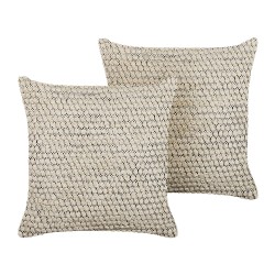 Zestaw 2 poduszek dekoracyjnych HOWEA Bawełna 45 x 45 cm Beżowy Wzór geometryczny