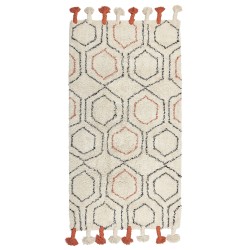 Dywan bawełniany 80 x 150 cm beżowo-pomarańczowy HAJIPUR Dywan bawełniany 80 x 150 cm beżowo-pomarańczowy HAJIPUR
