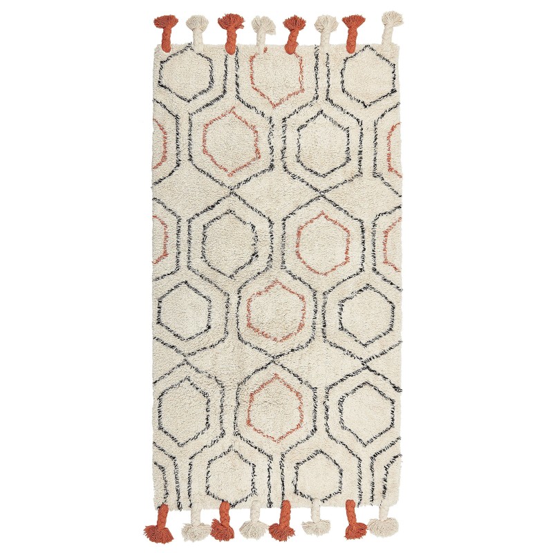 Dywan bawełniany 80 x 150 cm beżowo-pomarańczowy HAJIPUR Dywan bawełniany 80 x 150 cm beżowo-pomarańczowy HAJIPUR