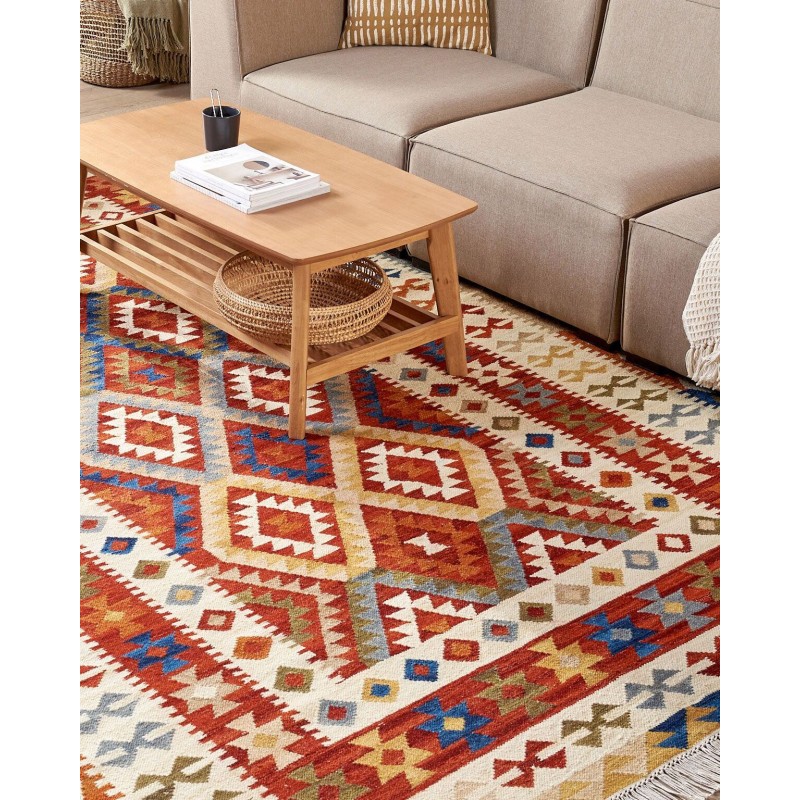 Dywan wełniany kilim 200 x 300 cm wielokolorowy OSHAKAN Dywan wełniany kilim 200 x 300 cm wielokolorowy OSHAKAN