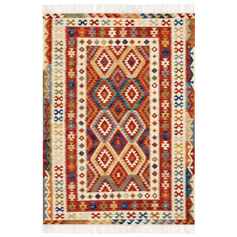 Dywan wełniany kilim 200 x 300 cm wielokolorowy OSHAKAN Dywan wełniany kilim 200 x 300 cm wielokolorowy OSHAKAN