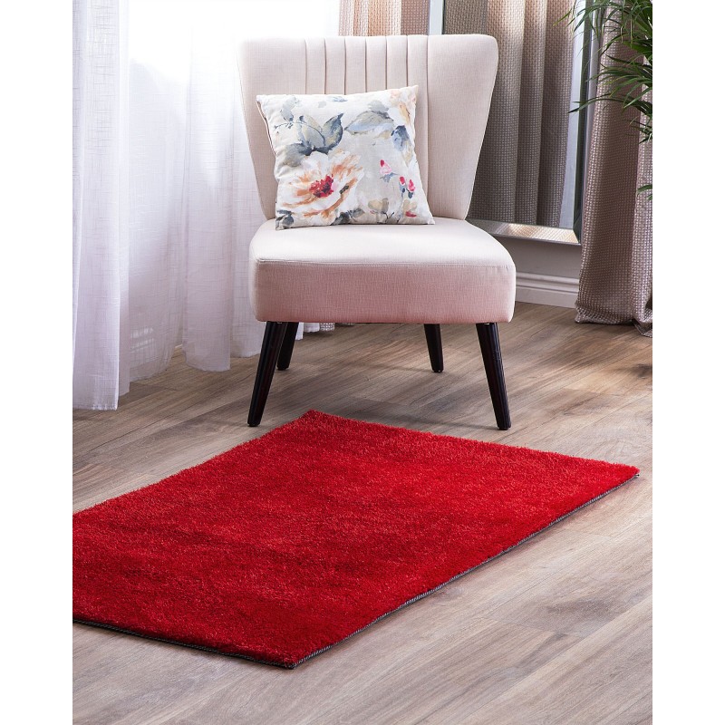 Dywan shaggy 80 x 150 cm czerwony DEMRE Dywan shaggy 80 x 150 cm czerwony DEMRE