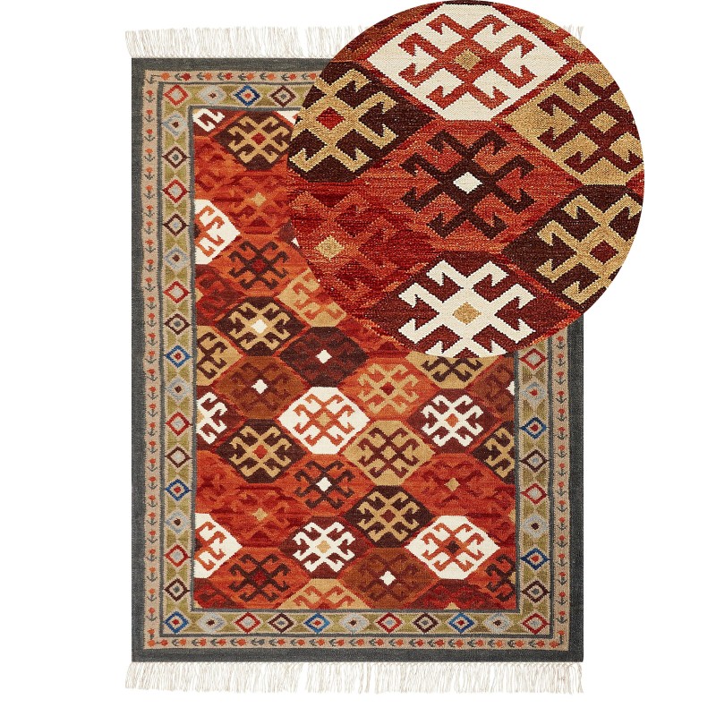 Dywan wełniany kilim140 x 200 cm wielokolorowy URTSADZOR Dywan wełniany kilim140 x 200 cm wielokolorowy URTSADZOR
