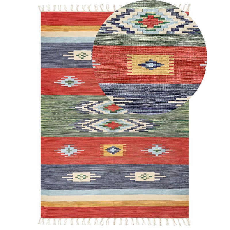 Dywan bawełniany kilim 200 x 300 cm wielokolorowy KAMARIS Dywan bawełniany kilim 200 x 300 cm wielokolorowy KAMARIS