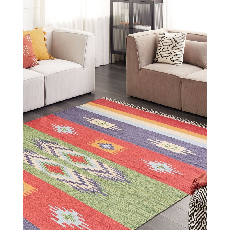 Dywan bawełniany kilim 200 x 300 cm wielokolorowy KAMARIS Dywan bawełniany kilim 200 x 300 cm wielokolorowy KAMARIS