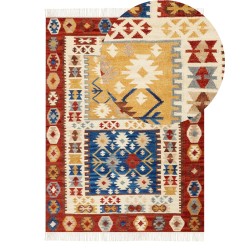 Dywan wełniany kilim 140 x 200 cm wielokolorowy VOSKEHAT