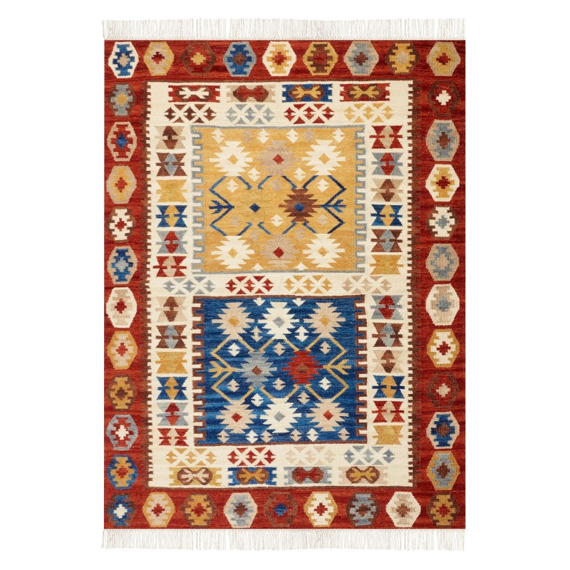 Dywan wełniany kilim 140 x 200 cm wielokolorowy VOSKEHAT Dywan wełniany kilim 140 x 200 cm wielokolorowy VOSKEHAT