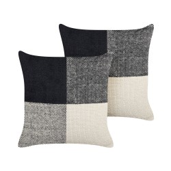 Zestaw 2 poduszek dekoracyjnych LAELIA Bawełna 45 x 45 cm Czarny Patchwork