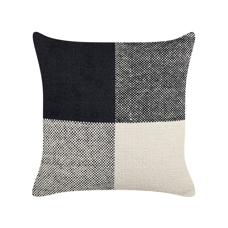 Zestaw 2 poduszek dekoracyjnych LAELIA Bawełna 45 x 45 cm Czarny Patchwork Zestaw 2 poduszek dekoracyjnych LAELIA Bawełna 45 x 45 cm Czarny Patchwork