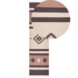 Dywan bawełniany kilim 80 x 300 cm beżowo-brązowy ARAGATS Dywan bawełniany kilim 80 x 300 cm beżowo-brązowy ARAGATS