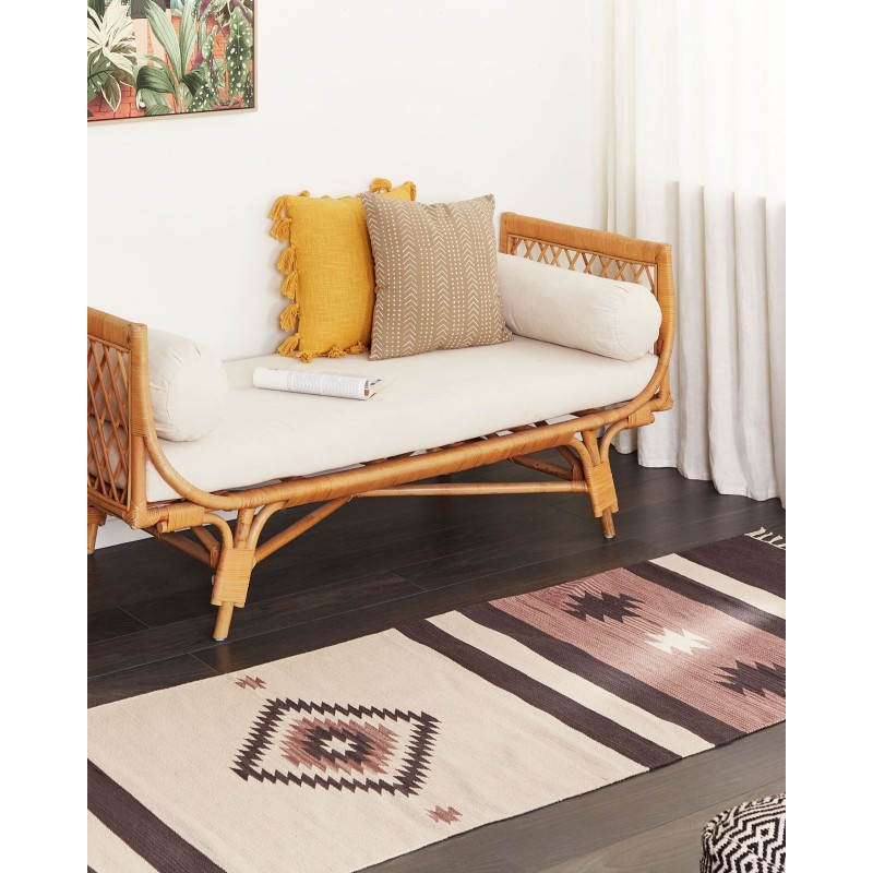 Dywan bawełniany kilim 80 x 300 cm beżowo-brązowy ARAGATS Dywan bawełniany kilim 80 x 300 cm beżowo-brązowy ARAGATS