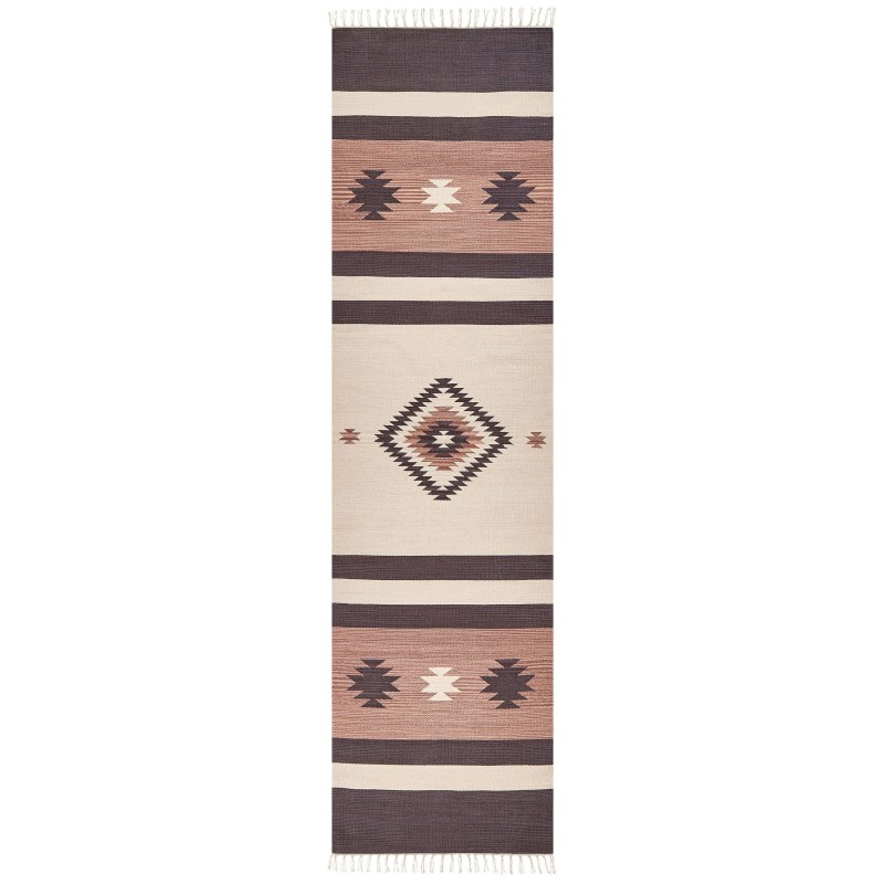 Dywan bawełniany kilim 80 x 300 cm beżowo-brązowy ARAGATS Dywan bawełniany kilim 80 x 300 cm beżowo-brązowy ARAGATS