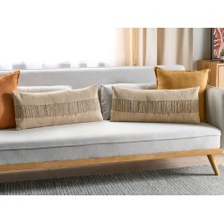 Zestaw 2 poduszek dekoracyjnych LUINA Juta 30 x 70 cm Beżowy Jednolity Zestaw 2 poduszek dekoracyjnych LUINA Juta 30 x 70 cm Beżowy Jednolity