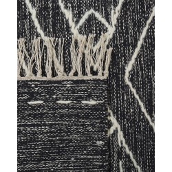 Dywan bawełniany 80 x 150 cm biało-czarny KHENIFRA Dywan bawełniany 80 x 150 cm biało-czarny KHENIFRA