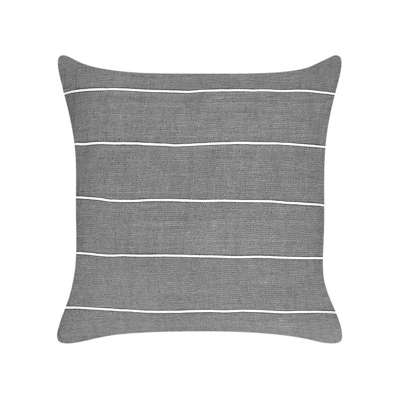 Zestaw 2 poduszek dekoracyjnych MILAS Len 50 x 50 cm Szary W paski Zestaw 2 poduszek dekoracyjnych MILAS Len 50 x 50 cm Szary W paski