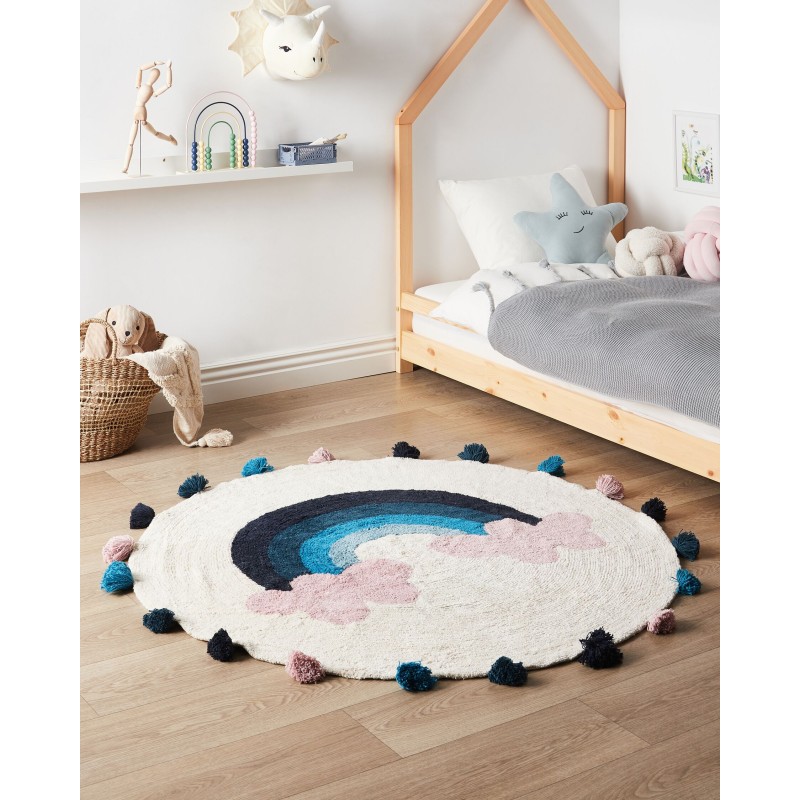 Dywan okrągły dziecięcy bawełniany w tęcze ø 120 cm wielokolorowy GORISA Dywan okrągły dziecięcy bawełniany w tęcze ø 120 cm wielokolorowy GORISA